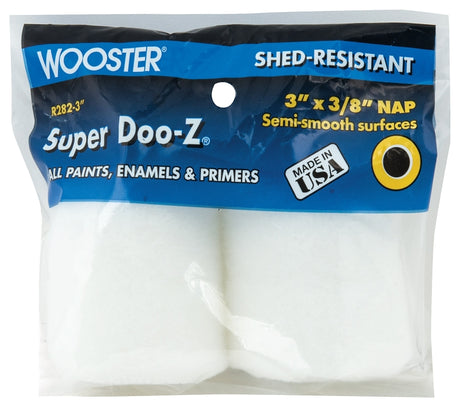 Wooster R282-3 Trim Roller Refill, 3/8 in Thick Nap, 3 in L, Fabric Cover