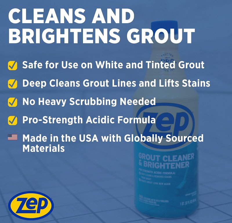 Zep ZU104632 Grout Cleaner and Whitener, 1 qt, Liquid, Characteristic, Light Yellow