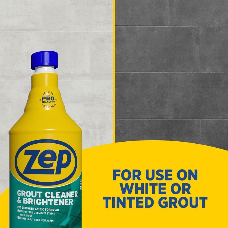 Zep ZU104632 Grout Cleaner and Whitener, 1 qt, Liquid, Characteristic, Light Yellow