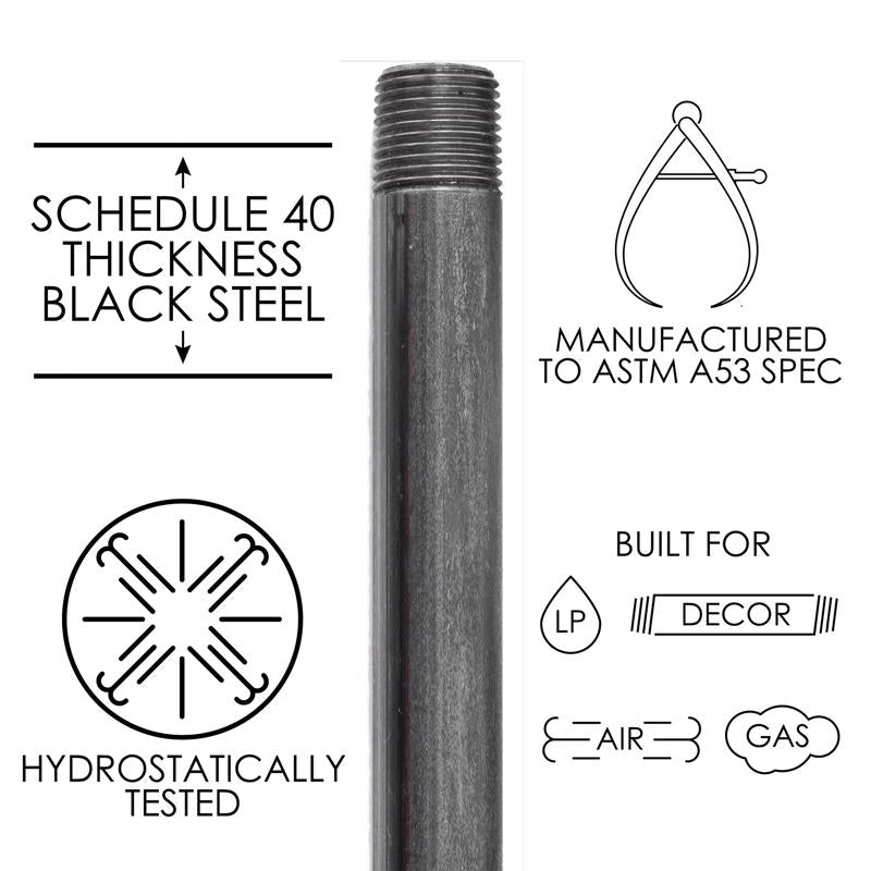 STZ Industries 1/4 in. MIP each X 1/4 in. D MIP Black Steel Close Nipple, Pack of 5