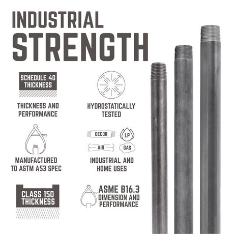 STZ Industries 1/4 in. MIP each X 1/4 in. D MIP Black Steel 2 in. L Nipple, Pack of 5