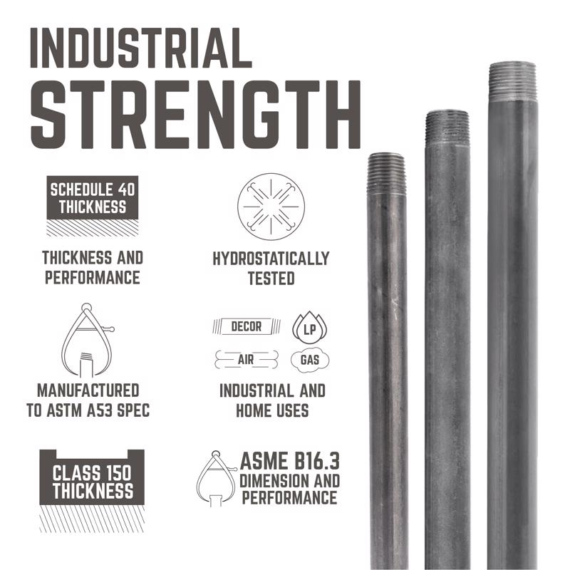 STZ Industries 3/8 in. MIP each X 3/8 in. D MIP Black Steel Close Nipple, Pack of 5