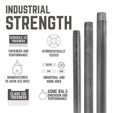 STZ Industries 3/8 in. MIP each X 3/8 in. D MIP Black Steel 3 in. L Nipple, Pack of 5