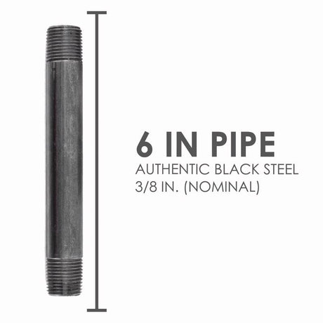 STZ Industries 3/8 in. MIP each X 3/8 in. D MIP Black Steel 6 in. L Nipple, Pack of 5