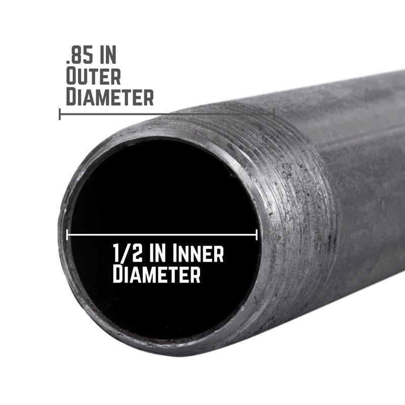 STZ Industries 1/2 in. MIP each X 1/2 in. D MIP Black Steel Close Nipple, Pack of 5