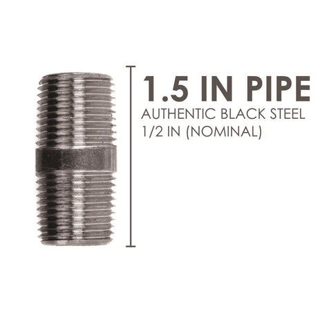STZ Industries 1/2 in. MIP each X 1/2 in. D MIP Black Steel 1-1/2 in. L Nipple, Pack of 5