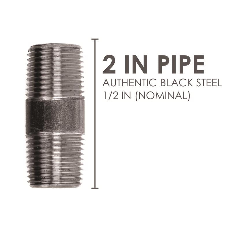 STZ Industries 1/2 in. MIP each X 1/2 in. D MIP Black Steel 2 in. L Nipple, Pack of 5