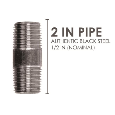 STZ Industries 1/2 in. MIP each X 1/2 in. D MIP Black Steel 2 in. L Nipple, Pack of 5