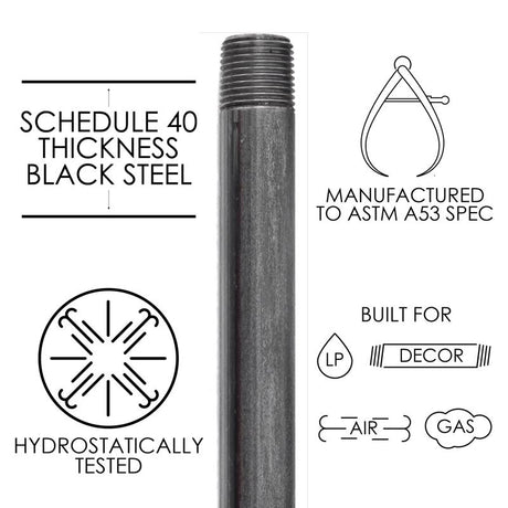 STZ Industries 1/2 in. MIP each X 1/2 in. D MIP Black Steel 4 in. L Nipple, Pack of 5