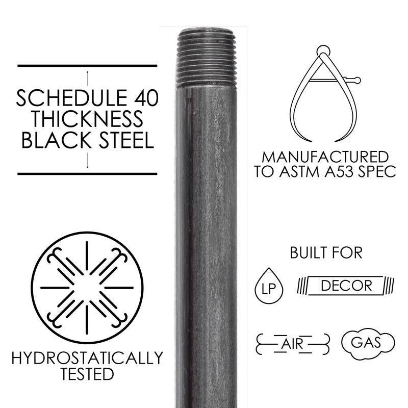 STZ Industries 1/2 in. MIP each X 1/2 in. D MIP Black Steel 4-1/2 in. L Nipple, Pack of 5
