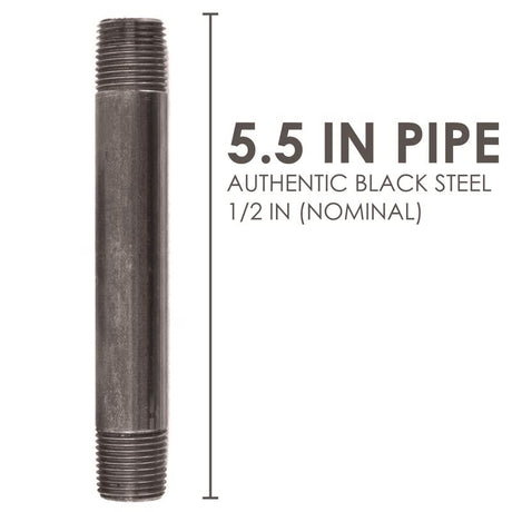 STZ Industries 1/2 in. MIP each X 1/2 in. D MIP Black Steel 5-1/2 in. L Nipple, Pack of 5
