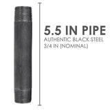 STZ Industries 3/4 in. MIP each X 3/4 in. D MIP Black Steel 5-1/2 in. L Nipple, Pack of 5