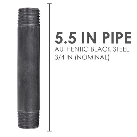STZ Industries 3/4 in. MIP each X 3/4 in. D MIP Black Steel 5-1/2 in. L Nipple, Pack of 5