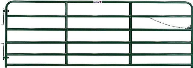 Tarter 2GGCH16 Farm Gate, 16 ft W Gate, 4.3 ft H Gate, 16 ga Frame Tube/Channel, Steel Frame, Green