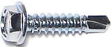 Midwest Fastener 03283 Screw, #8 Thread, 3/4 in L, Coarse Thread, Hex Drive, Self-Drilling Point, Steel, Zinc, 100 PK