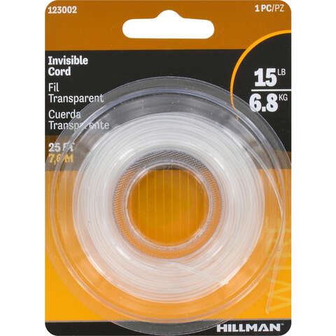 Hillman 25 ft. L Plastic 18 Ga. Invisible Cord, Pack of 10