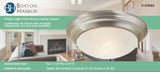 Boston Harbor 563118BN Single Light Flush Mount Ceiling Fixture, 120 V, 60 W, 1-Lamp, A19 or CFL Lamp