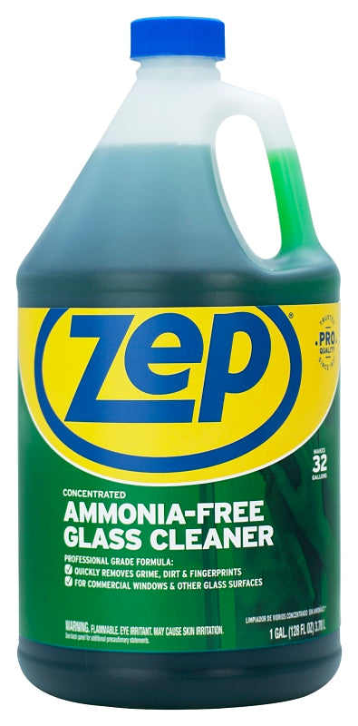 Zep ZU1052128 Glass Cleaner, 1 gal, Liquid, Characteristic, Dark Green