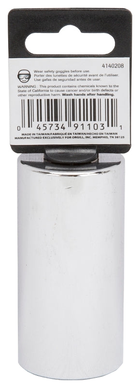 Vulcan MT6528962 Drive Socket, 1-1/8 in Socket, 1/2 in Drive, 12-Point, Chrome Vanadium Steel, Chrome