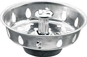 Plumb Pak PP820-25 Basket Strainer with Adjustable Post, 3.3 in Dia, Stainless Steel, For: Most Kitchen Sink Drains