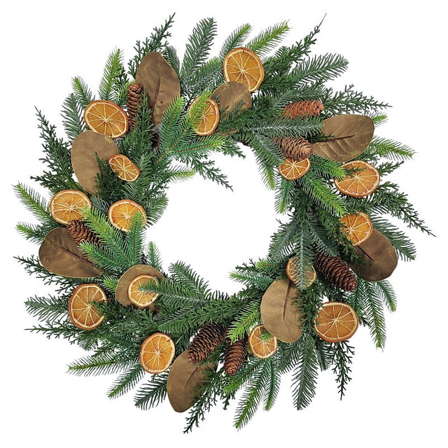 Puleo Asia Limited 312-4460-W24 Classic Fall Wreath, 68 Tips, 24 in, Pack of 6