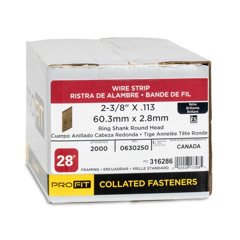 ProFIT 629270 Framing Nail, 3 in L, 10.25 ga, Stainless Steel, Brite, Offset Round Head, Smooth Shank