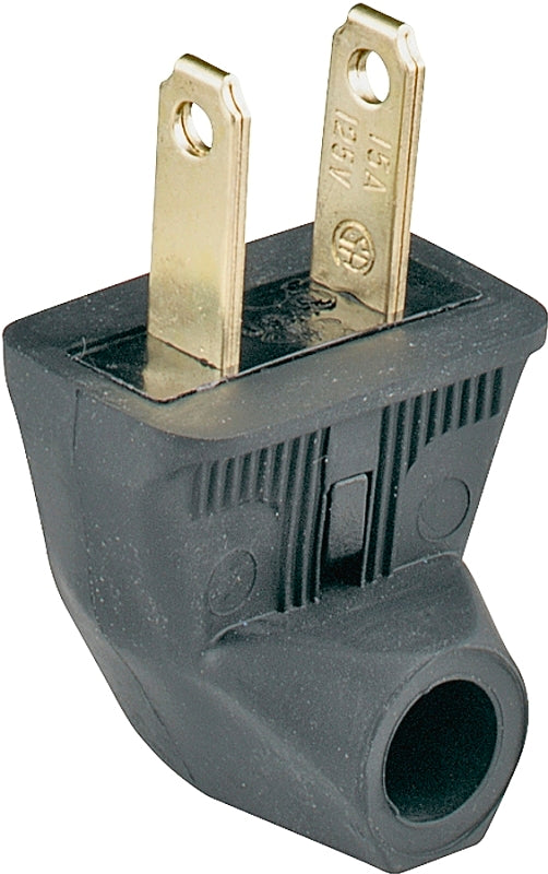 Eaton Wiring Devices 84BK-BOX Electrical Plug, Angled, 21/64 in, 2-Pole, 15 A, 125 V, NEMA: NEMA 5-15, Black, Pack of 25