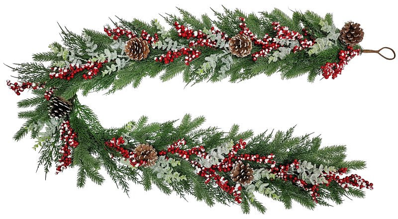 Puleo Asia Limited 312-4461-G6/10 Classic Snowy Garland, 87 Tips, 6 ft, Pack of 6
