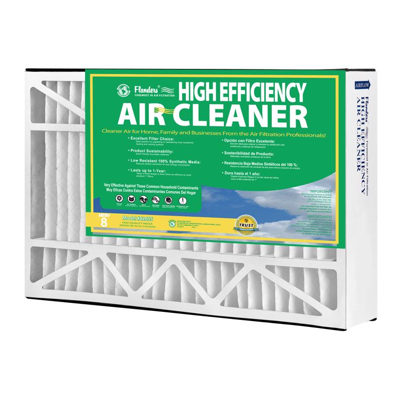 Flanders 16 in. W X 25 in. H X 4.5 in. Synthetic 8 MERV Pleated Air Filter 1 pk, Pack of 2