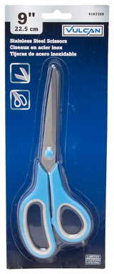 Vulcan JL-SR-09 Scissor, 8-1/2 in OAL, 4-1/2 in L Cut, Stainless Steel Blade, Comfort-Grip Handle, Blue/Gray Handle