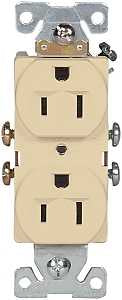 Eaton Wiring Devices 827V-BOX Duplex Receptacle, Nylon, Ivory, 2-Pole, 15 A, 125 V, Side Wiring, NEMA: 5-15R