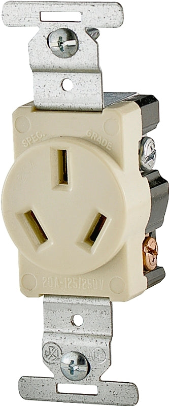 Eaton Cooper Wiring 805 805V-BOX Power Receptacle, 3 -Pole, 125/250 V, 20 A, NEMA: NEMA 10-20R, Ivory