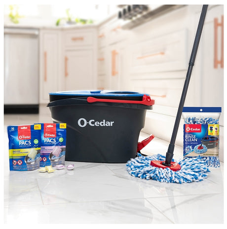 O-Cedar 168738 Rinse Clean Mop Refill, Microfiber, Blue/White