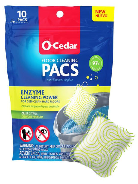 O-Cedar 172400 Hard Floor Cleaner Pacs, 10 oz, Solid, Crisp Citrus, White