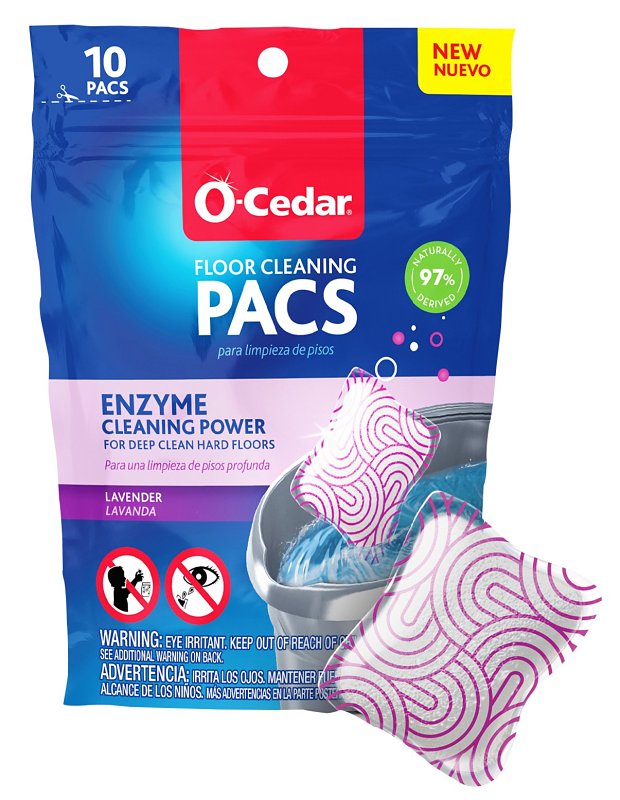 O-Cedar 172402 Hard Floor Cleaner Pacs, 10 oz, Solid, Lavender, White