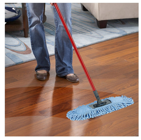 O-Cedar 139431 Dust Mop, 20 in W Head, Microfiber Head, Metal Handle, Blue