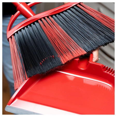 O-Cedar PowerCorner 172134 Angle Broom with Dust Pan, Plastic Bristle, Black Bristle, 57 in L, Steel Handle