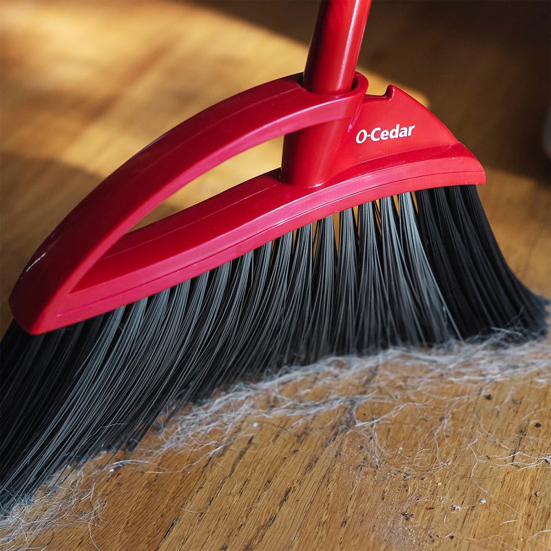 O-Cedar PowerCorner Pet Pro Series 168020 Broom and Step-On Dustpan, Plastic Bristle, 56 in L, Steel