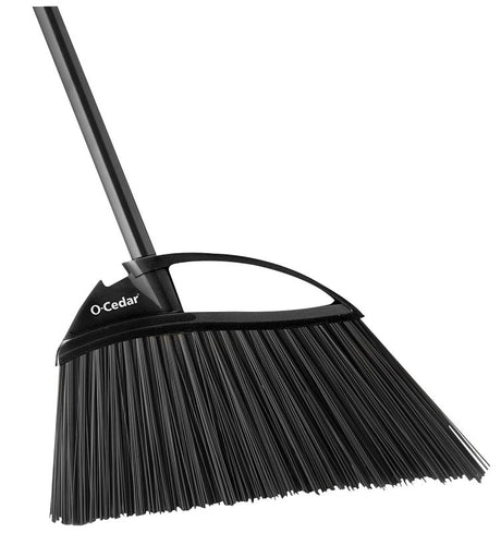 O-Cedar 168215 Angle Broom, 12-1/2 in Sweep Face, Plastic Bristle, Steel Handle, Black/Gray