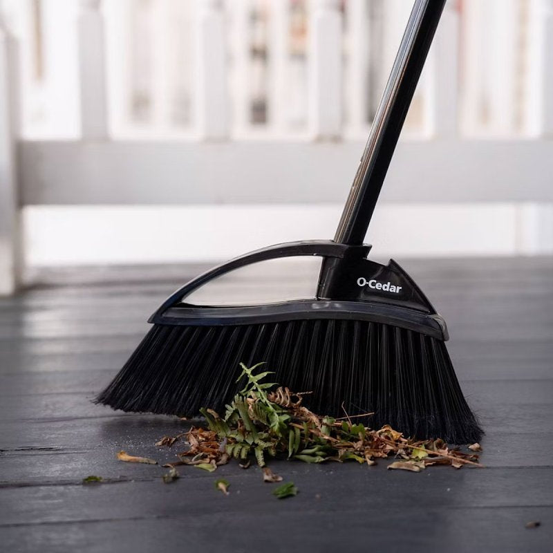 O-Cedar PowerCorner 168217 Outdoor All-Terrain Broom, 12 in Sweep Face, Plastic Bristle, 54 in L, Steel Handle