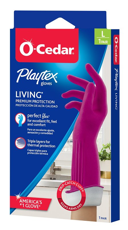 Playtex Living Series 166120 Reusable Gloves, L, Latex/Neoprene/Nitrile, Gray, Pack of 6