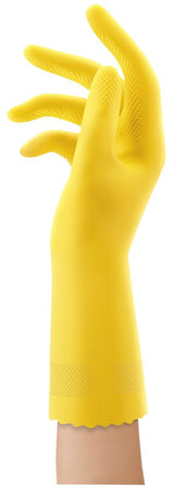 Playtex HandSaver Series 163670 Reusable Gloves, XL, Latex/Neoprene/Nitrile, Yellow, Pack of 6
