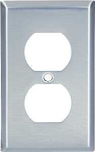 Eaton Wiring Devices 93101-BOX Receptacle Wallplate, 4-1/2 in L, 2-3/4 in W, 1 -Gang, 302 Stainless Steel