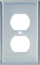 Eaton Wiring Devices 93101-BOX Receptacle Wallplate, 4-1/2 in L, 2-3/4 in W, 1 -Gang, 302 Stainless Steel