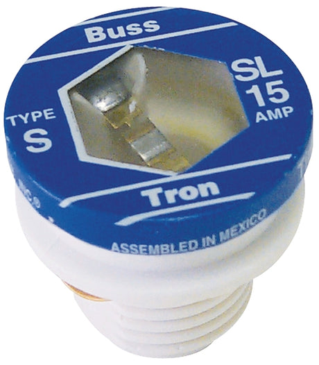 Bussmann SL-15 Plug Fuse, 15 A, 125 V, 10 kA Interrupt, Time Delay Fuse, Low Voltage