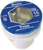Bussmann SL-15 Plug Fuse, 15 A, 125 V, 10 kA Interrupt, Time Delay Fuse, Low Voltage
