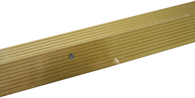 M-D 79194 Carpet Bar, 1/4 in H, 96 in L, 1-1/2 in W, Fluted Surface, Aluminum, Satin Brass