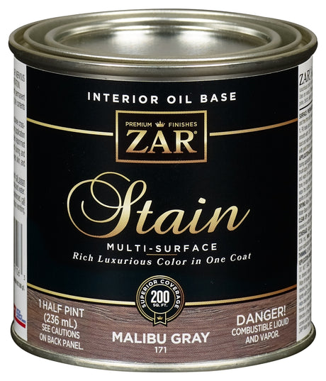ZAR 17106 Wood Stain, Malibu Gray, Liquid, 0.5 pt Can