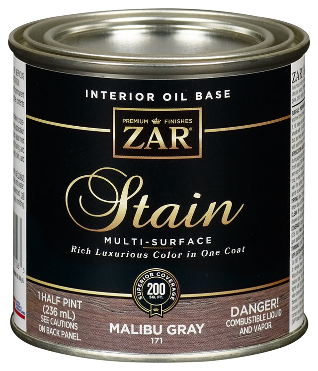 ZAR 17106 Wood Stain, Malibu Gray, Liquid, 0.5 pt Can