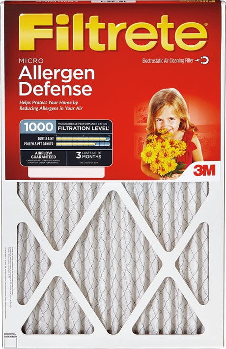 Filtrete 9822-2PK-HDW Air Filter, 30 in L, 20 in W, 1000 um MPR, Pack of 3